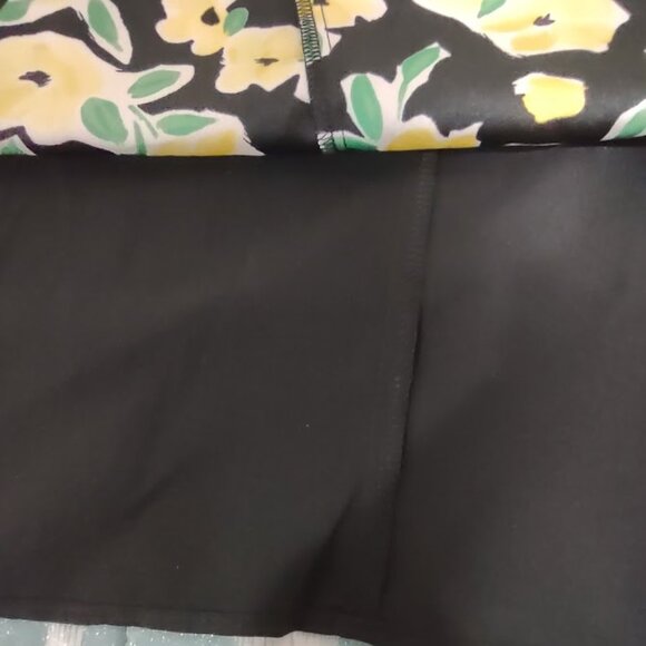 ANN TAYLOR BOLD YELLOW GREEN WATERCOLOR FLORAL PRINT ON BLACK MAXI DRESS SIZE 14 - Picture 9 of 12